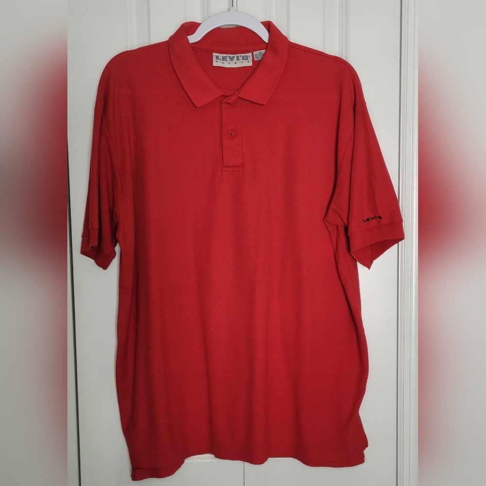 Levi's Vintage Red Polo Shirt Short Sleeve Size XL